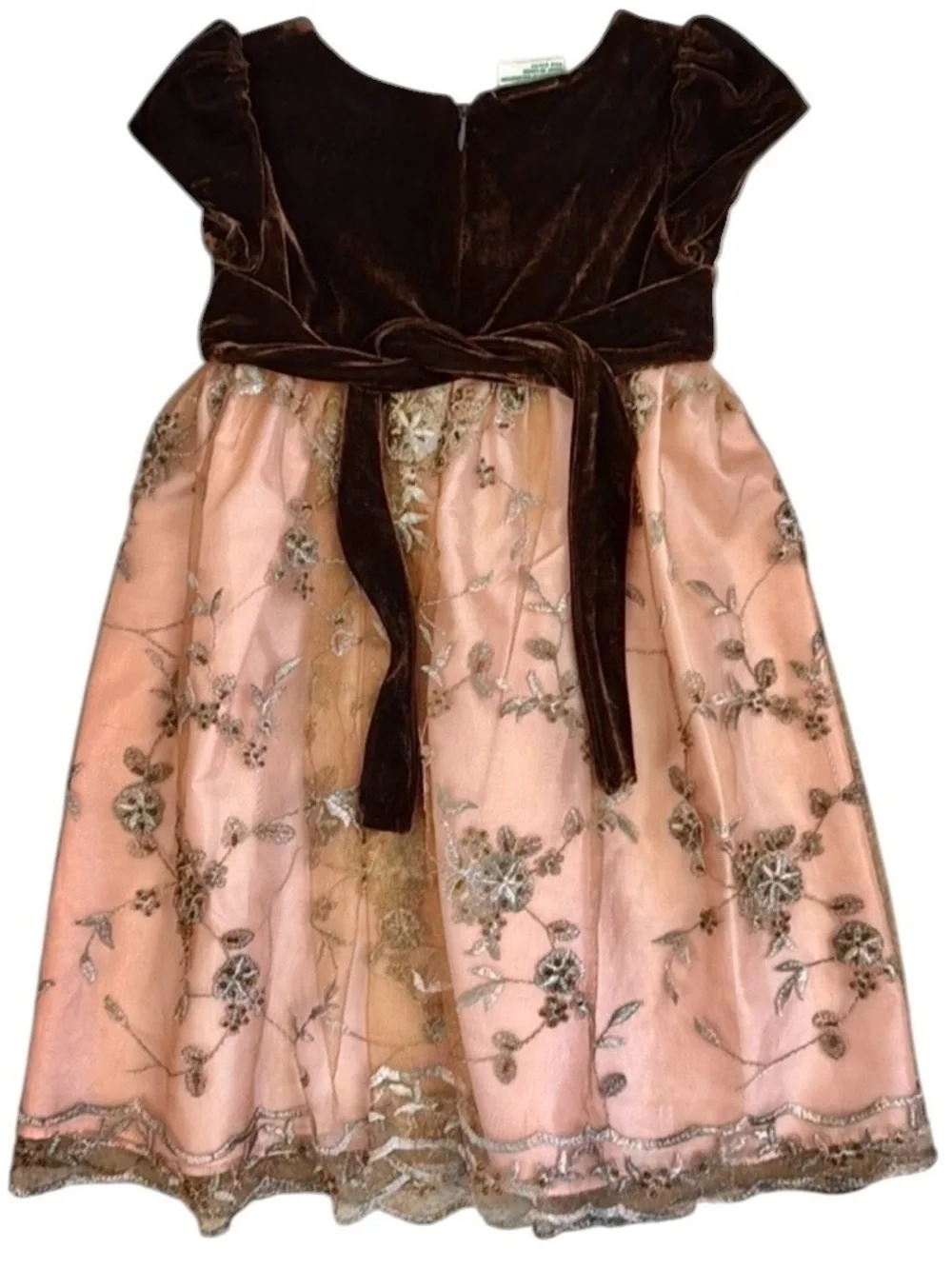 Laura Ashley Toddler Velvet Holiday Dress Pink Embroidered Party 24M Beaded Bow